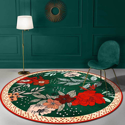 Leaf Living Room Bedroom Anti-slip Round Floor Mat Carpet