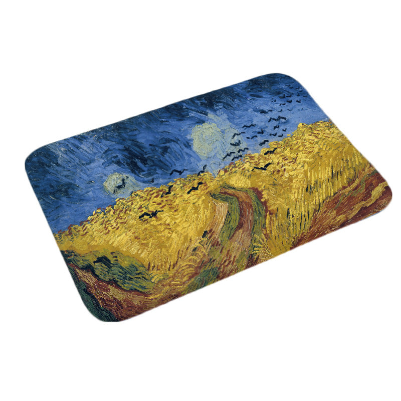 Anti slip digital printing oil painting floor mat