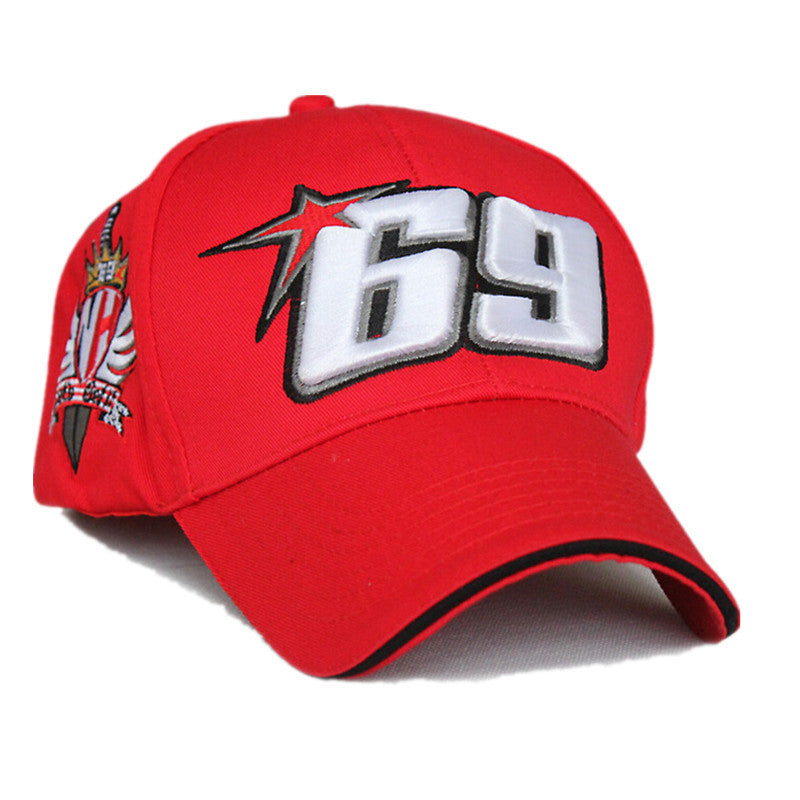 Men's and women's outdoor sports baseball cap three-dimensional embroidery motorcycle sun hat No. 69 racing hat