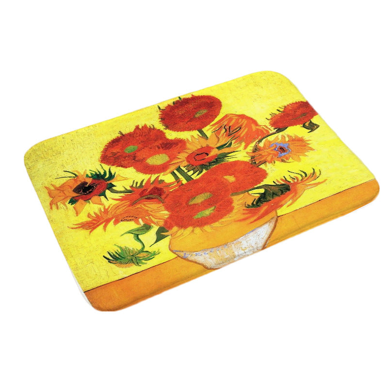 Anti slip digital printing oil painting floor mat
