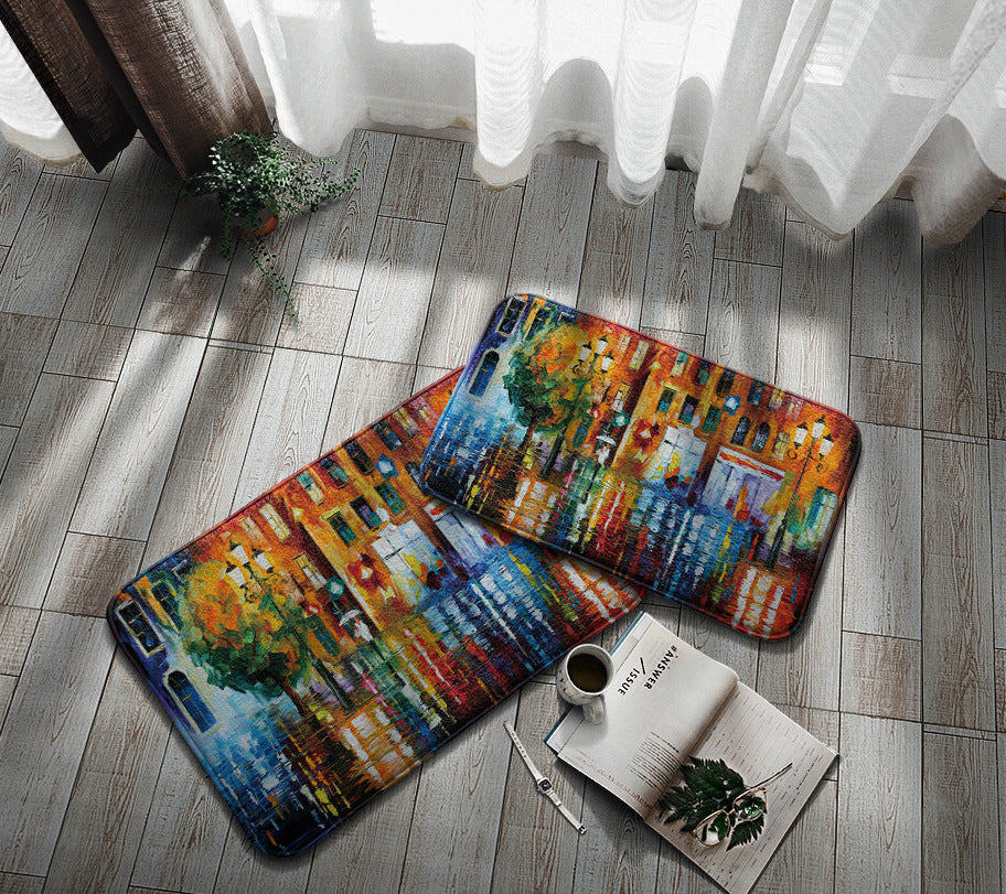 Home Bathroom Oil Painting Non-Slip Mat