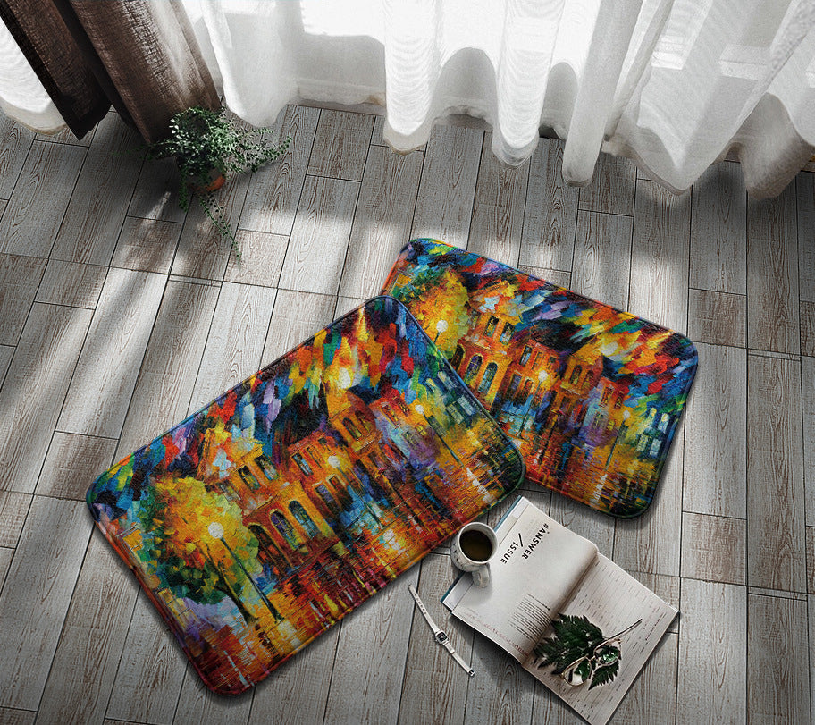 Home Bathroom Oil Painting Non-Slip Mat