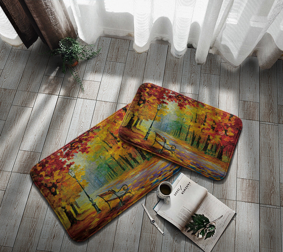 Home Bathroom Oil Painting Non-Slip Mat