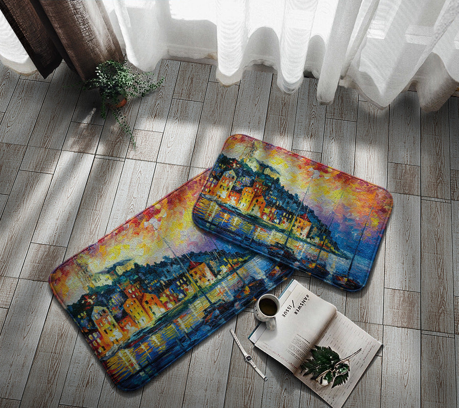 Home Bathroom Oil Painting Non-Slip Mat