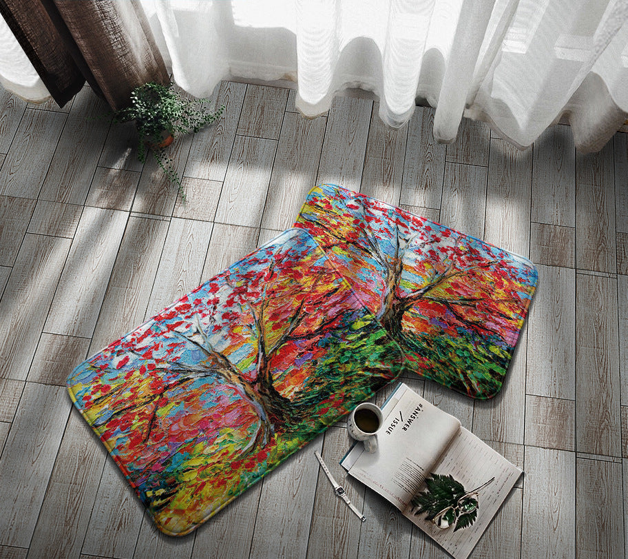 Home Bathroom Oil Painting Non-Slip Mat