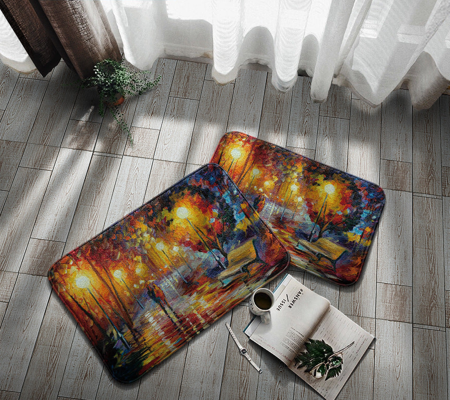 Home Bathroom Oil Painting Non-Slip Mat