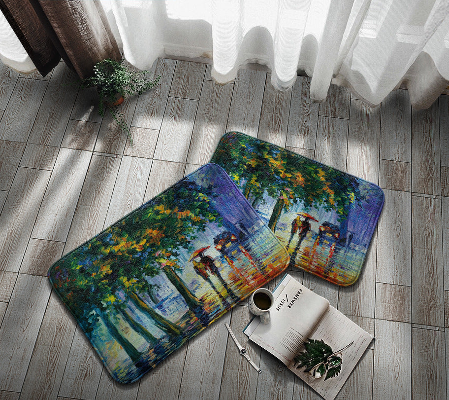 Home Bathroom Oil Painting Non-Slip Mat
