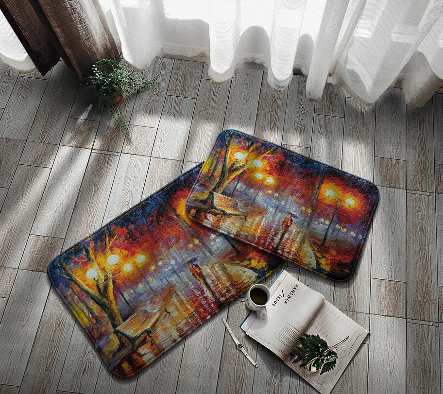 Home Bathroom Oil Painting Non-Slip Mat