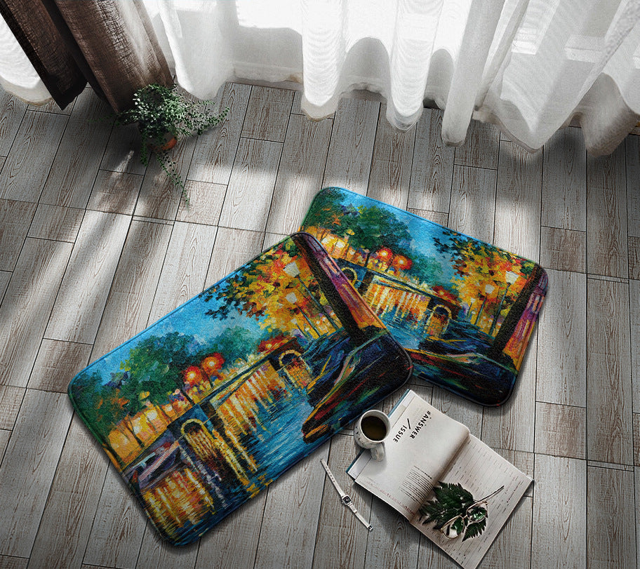 Home Bathroom Oil Painting Non-Slip Mat