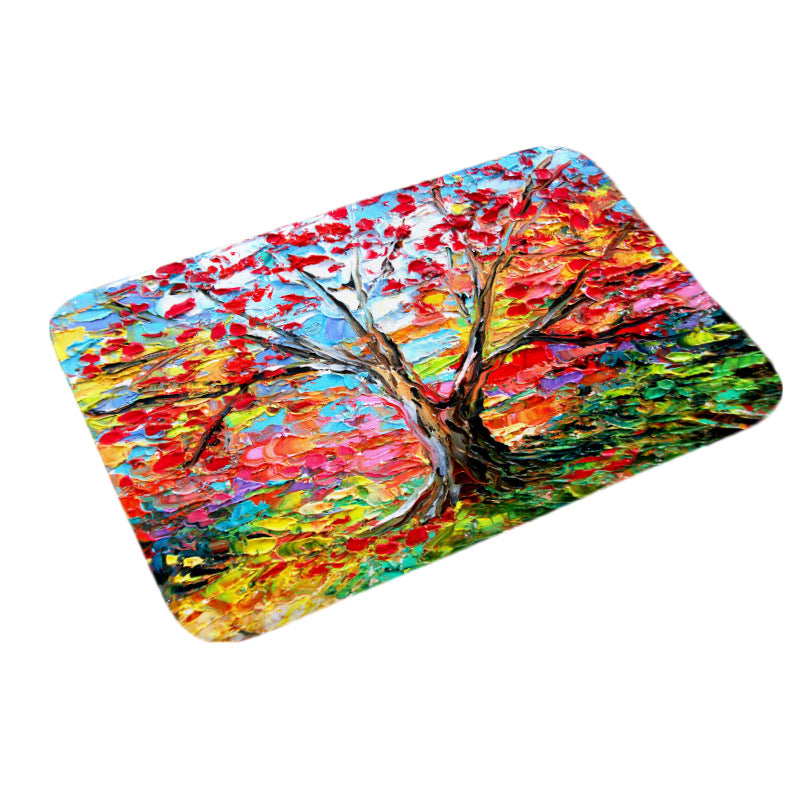 Anti slip digital printing oil painting floor mat