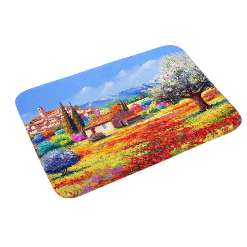 Anti slip digital printing oil painting floor mat