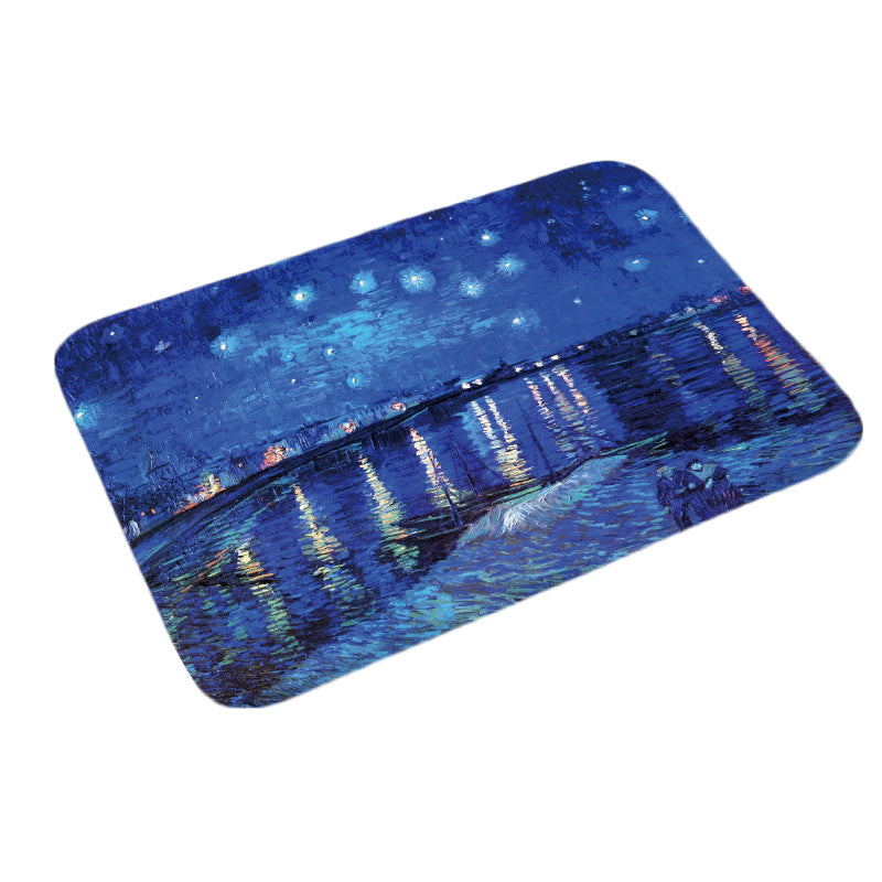Anti slip digital printing oil painting floor mat