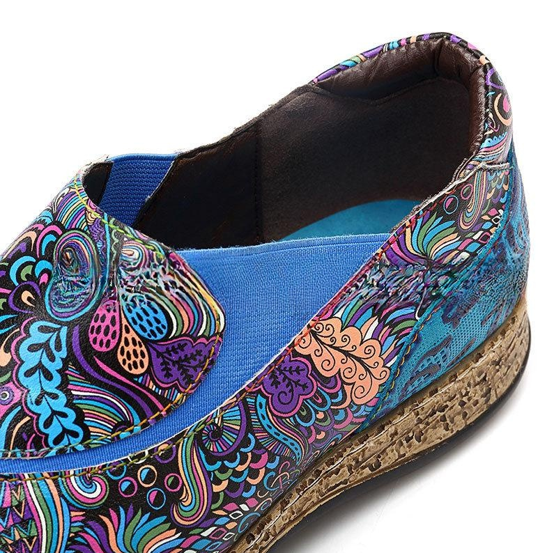 Ethnic Style Elastic Pumps Casual Large Size Slip-on Low-cut Vintage Flat Shoes