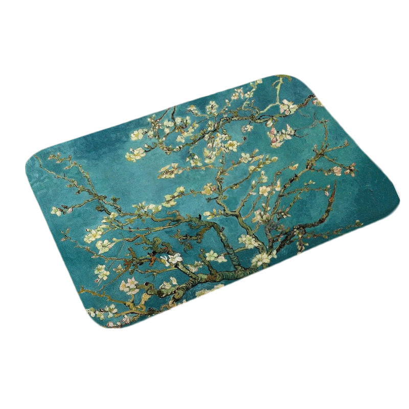 Anti slip digital printing oil painting floor mat