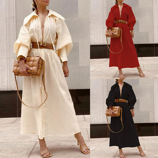 Women's Long Sleeve Loose Mid-length Dress