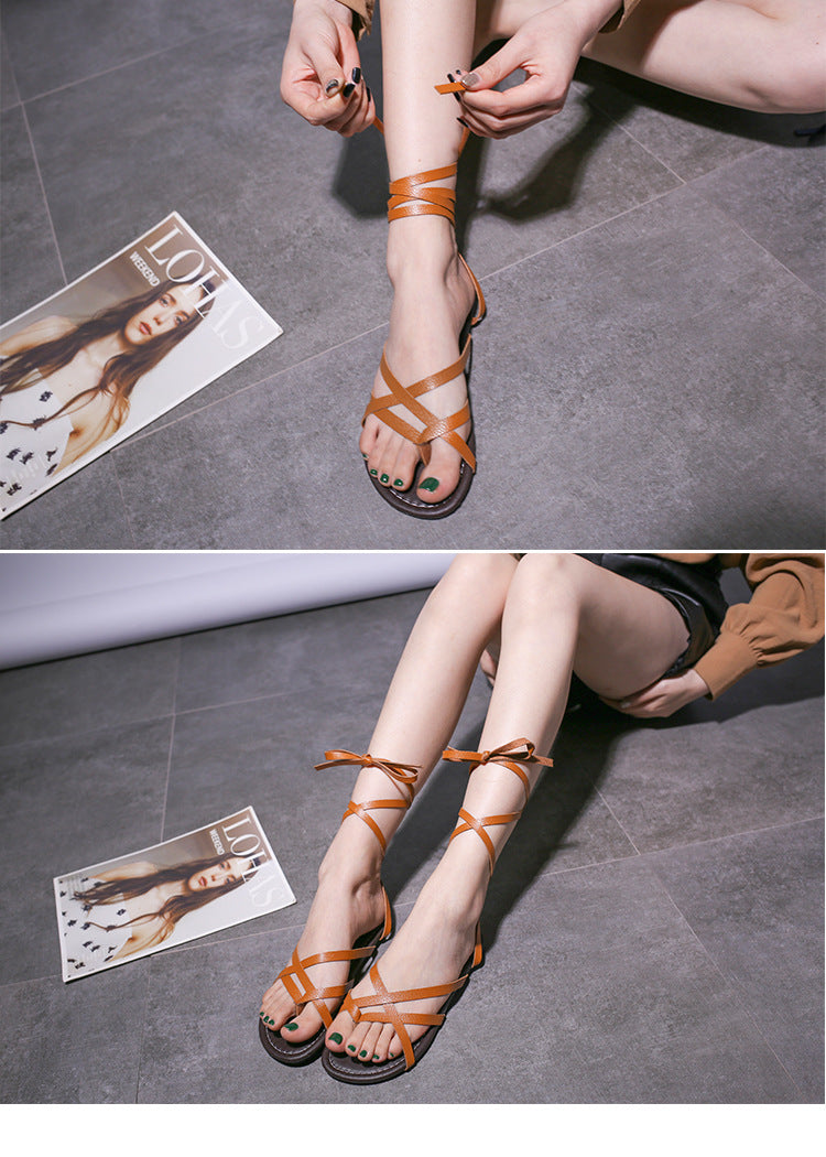 Large Size Summer Sandals Flat Cross Strap Women's Sandals