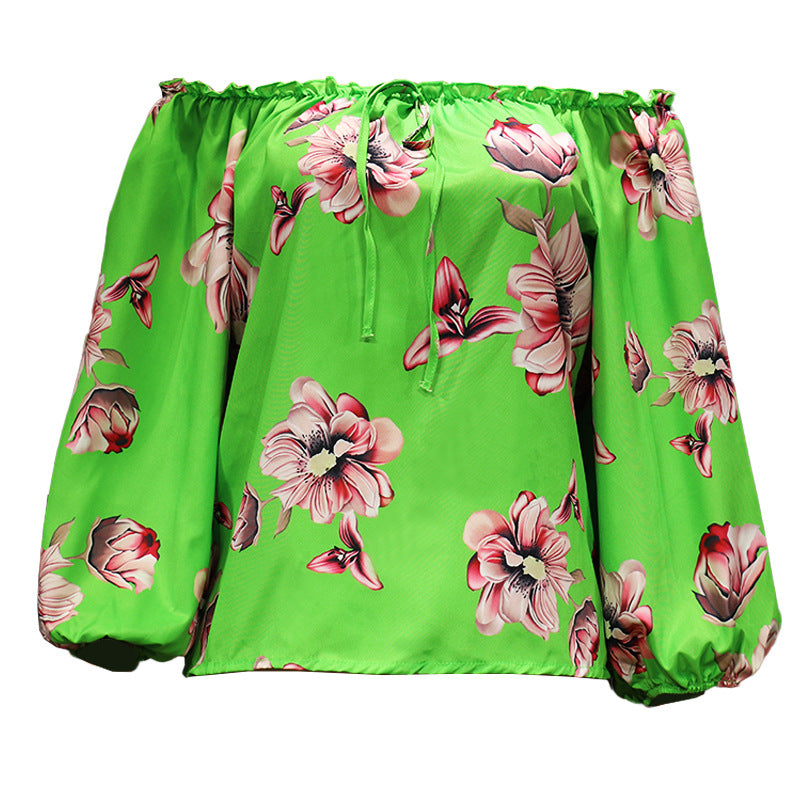 Women's Off-neck Loose Printed Top