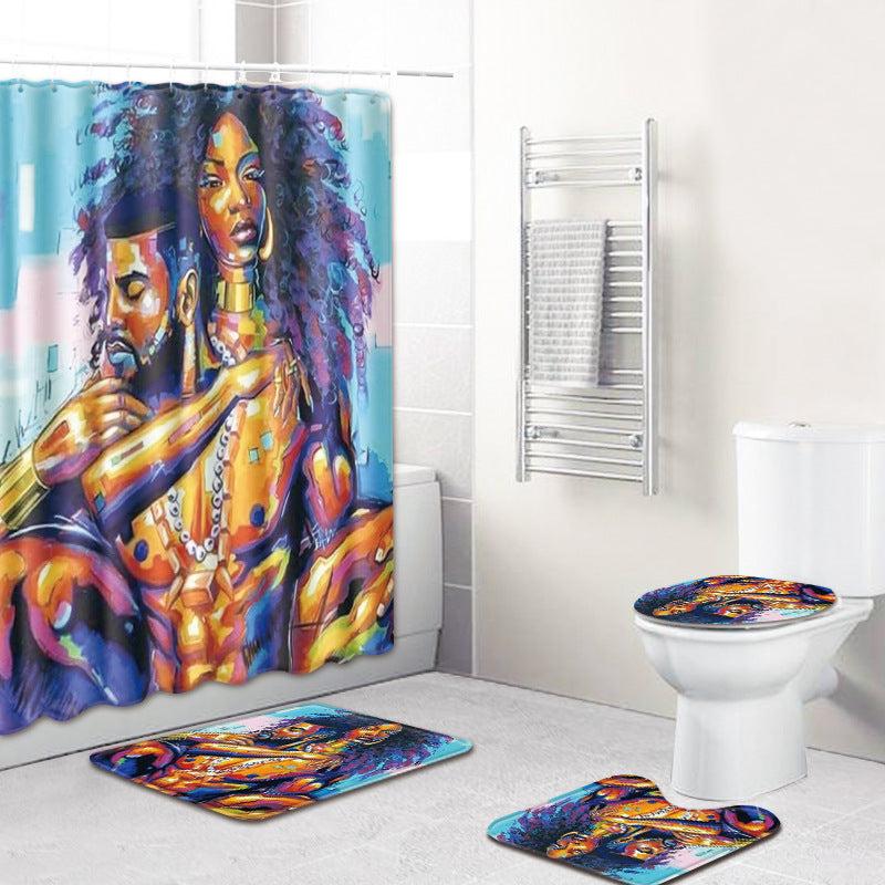 Anti-slip mat shower curtain combination