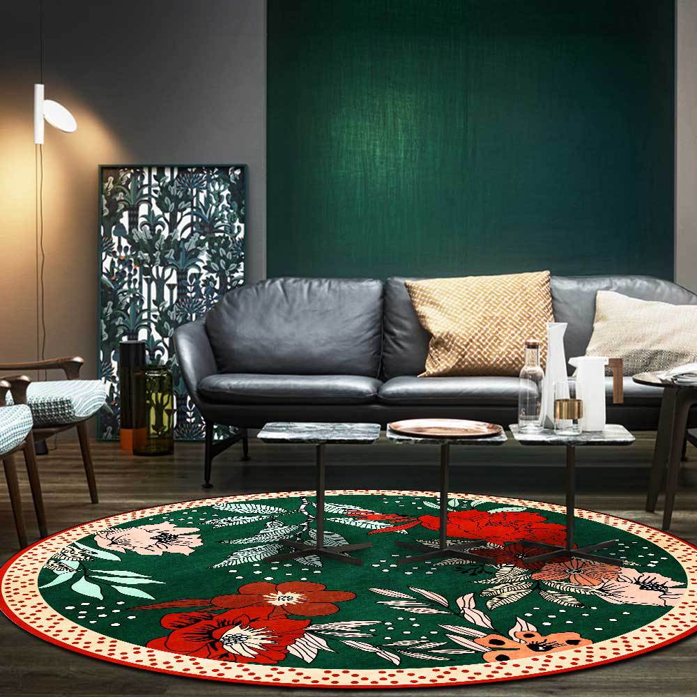 Leaf Living Room Bedroom Anti-slip Round Floor Mat Carpet