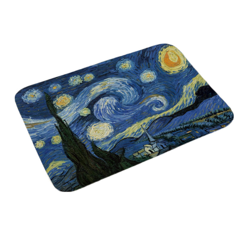 Anti slip digital printing oil painting floor mat