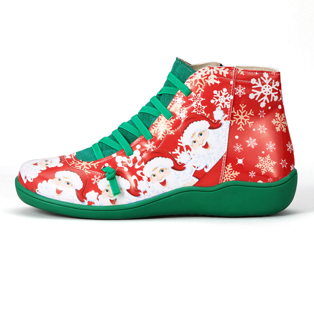 Women's Fashion Casual Christmas Flat Ankle Boots