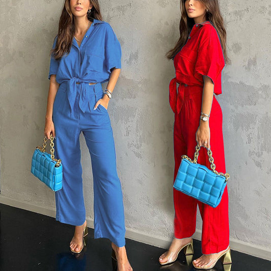 Women's Short Sleeve Loose Top Suit