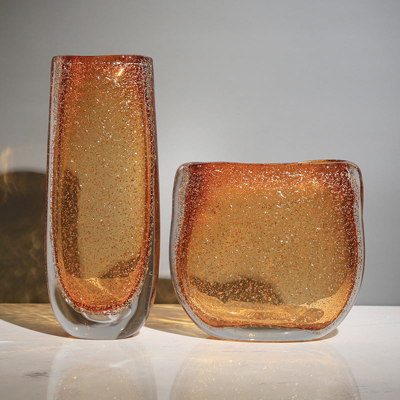 Modern Simple Luxury Glass Amber Vase Ornaments