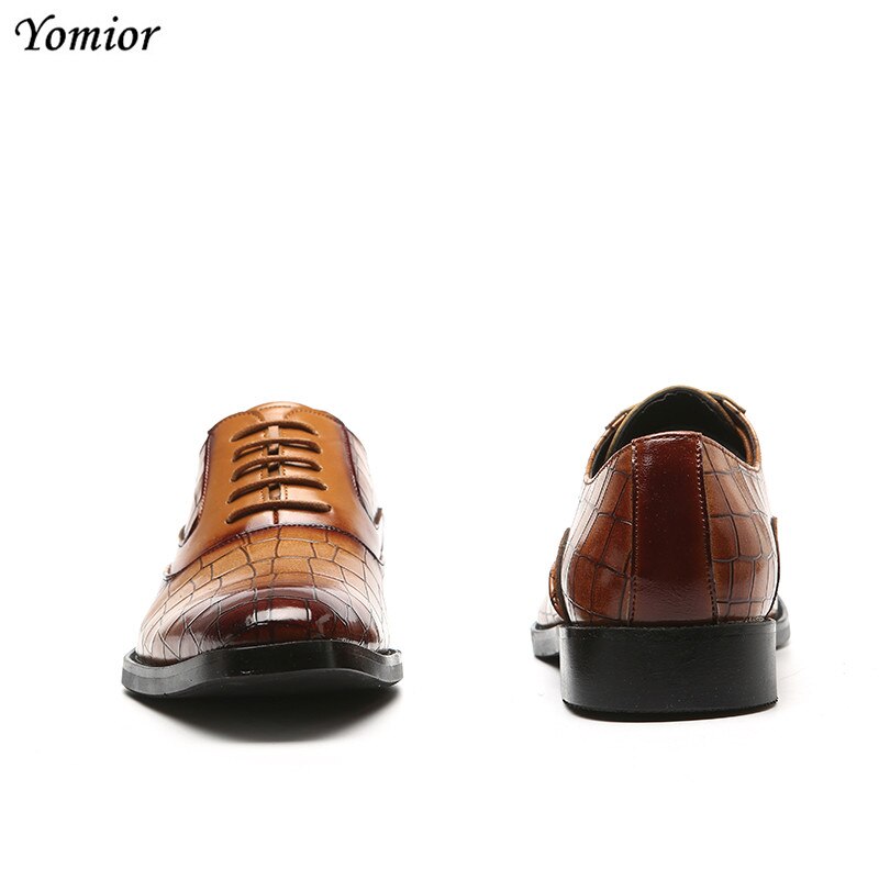 Yomior New Italian Style Men Dress Shoes Fashion Formal Leather Loafers Japan Business Oxfords Work Wedding Brogue Shoe Big Size
