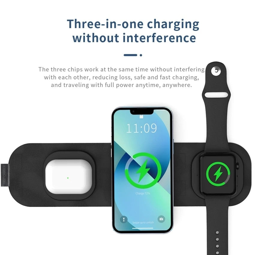 3 In 1 Magnetic Wireless Charger Pad For iPhone 14 13 12 Pro Max Apple Watch 8 7 Airpods Foldable 15W Fast Charging Dock Station