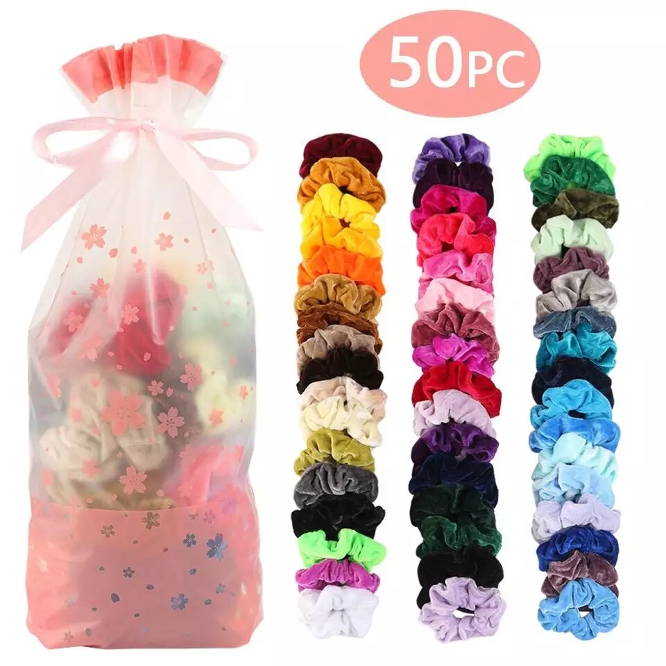 50/20/16/12/10/6/3/1 PC Fashion Velvet/Silk Scrunchie Elastic Hair Rubber Bands Hair Ropes Ties for Women Hair Accessories Girls