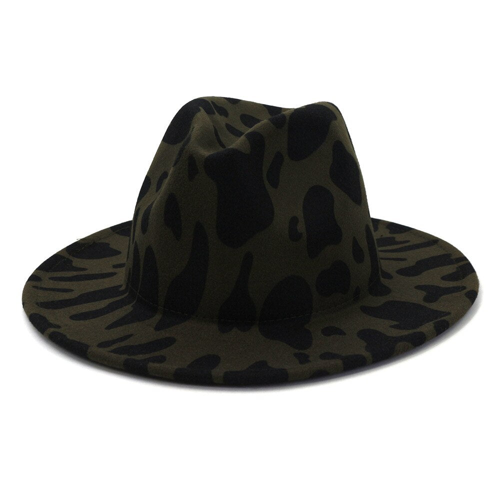BUTTERMERE Cow Grain Fedora Hat Women Panama Wool Felt Fedora Hats Autumn Winter Brand Ladies Wide Brim Party Trilby Jazz Cap