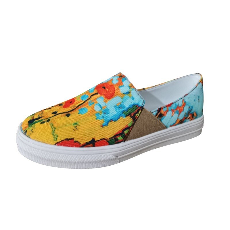 2022 Ladies Color Printing Fashion All Match Flat Shoes Canvas Gladiator Shoes Ladies Casual Beach Office Women Shoes Adult