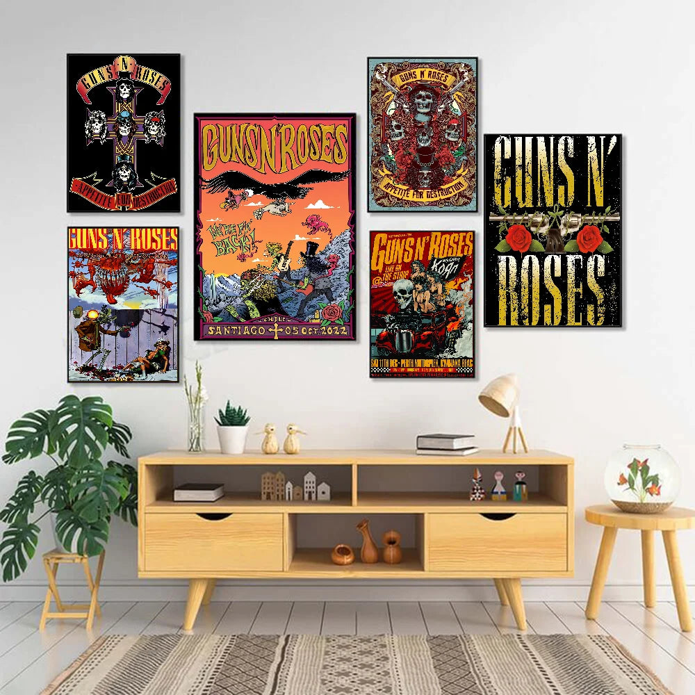Cool Band G-Guns N Roses Poster Waterproof Wall Art High Quality Print Movie Posters For Living Bedroom Retro Room Decor Gift