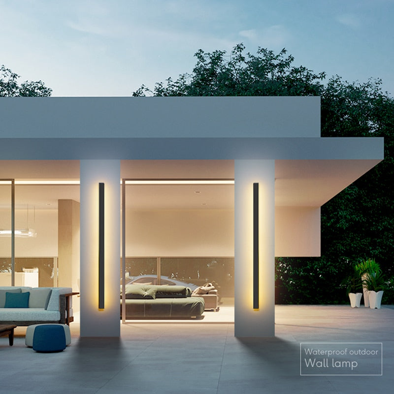 مقاوم للماء في الهواء الطلق الجدار مصباح LED طويل الجدار مصباح IP65 الألومنيوم ضوء حديقة فيلا الشرفة الشمعدان ضوء 110 فولت 220 فولت الشمعدان الإنارة