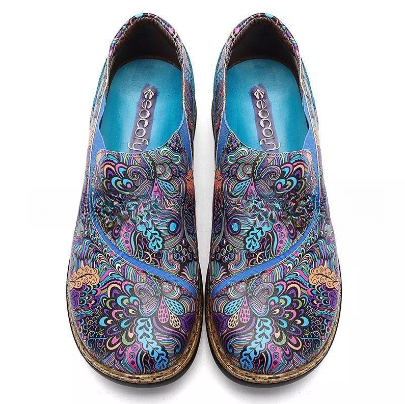Ethnic Style Elastic Pumps Casual Large Size Slip-on Low-cut Vintage Flat Shoes