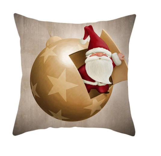 Santa Happy Letters Retro Linen Home Decor Pillowcase
