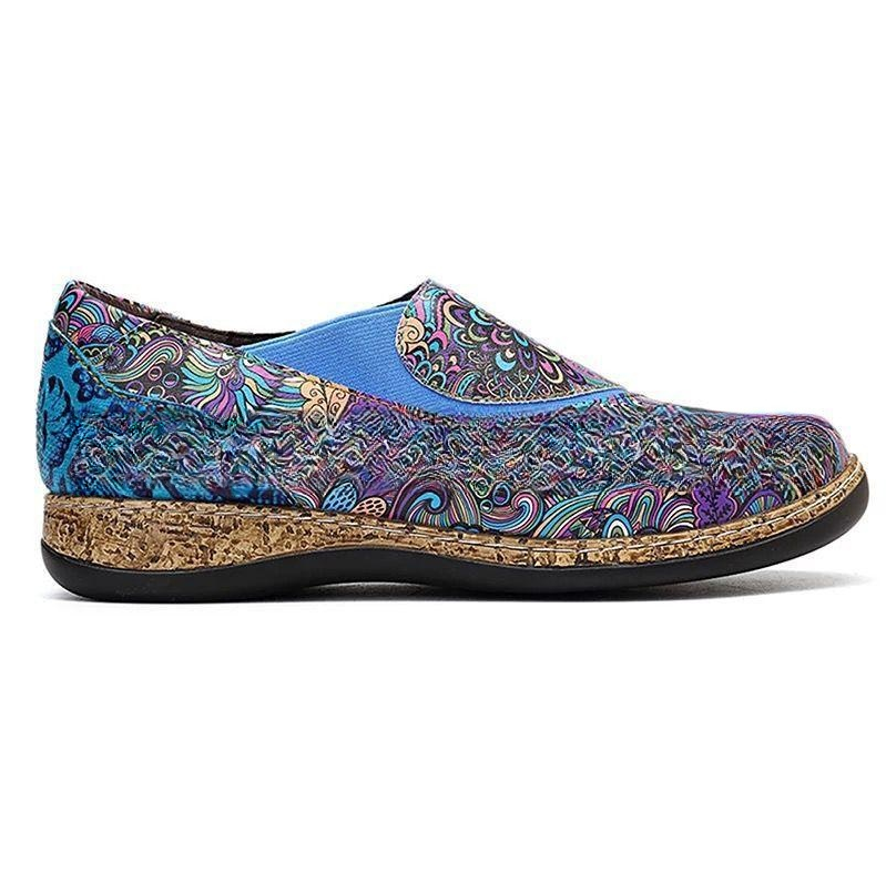 Ethnic Style Elastic Pumps Casual Large Size Slip-on Low-cut Vintage Flat Shoes