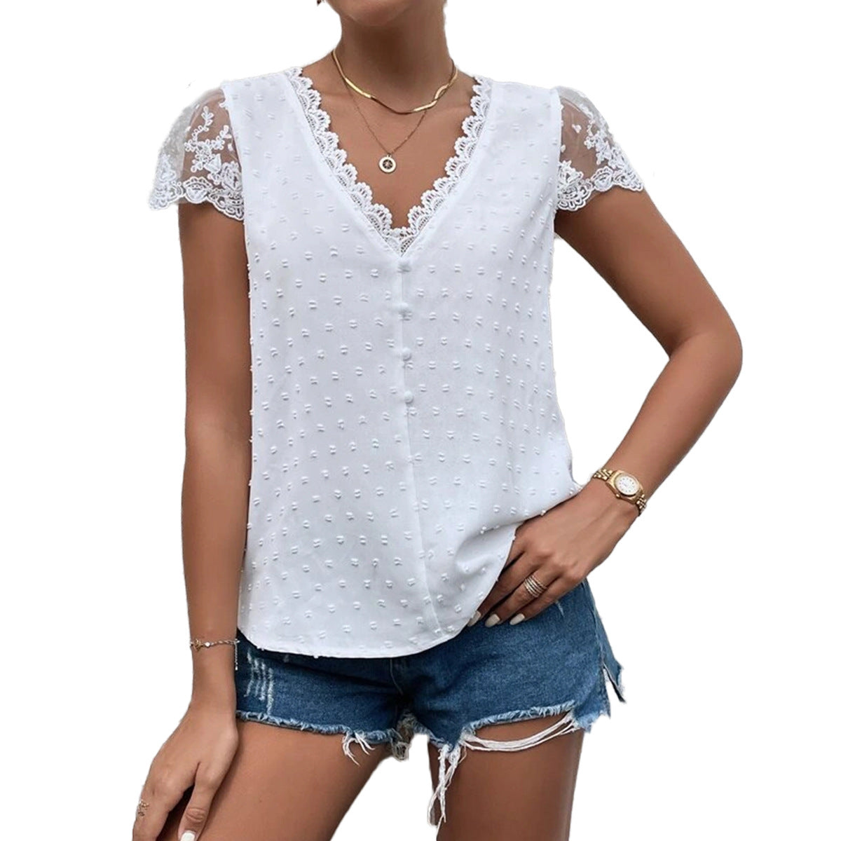 European And American Women's Clothing V-neck Shirt Women