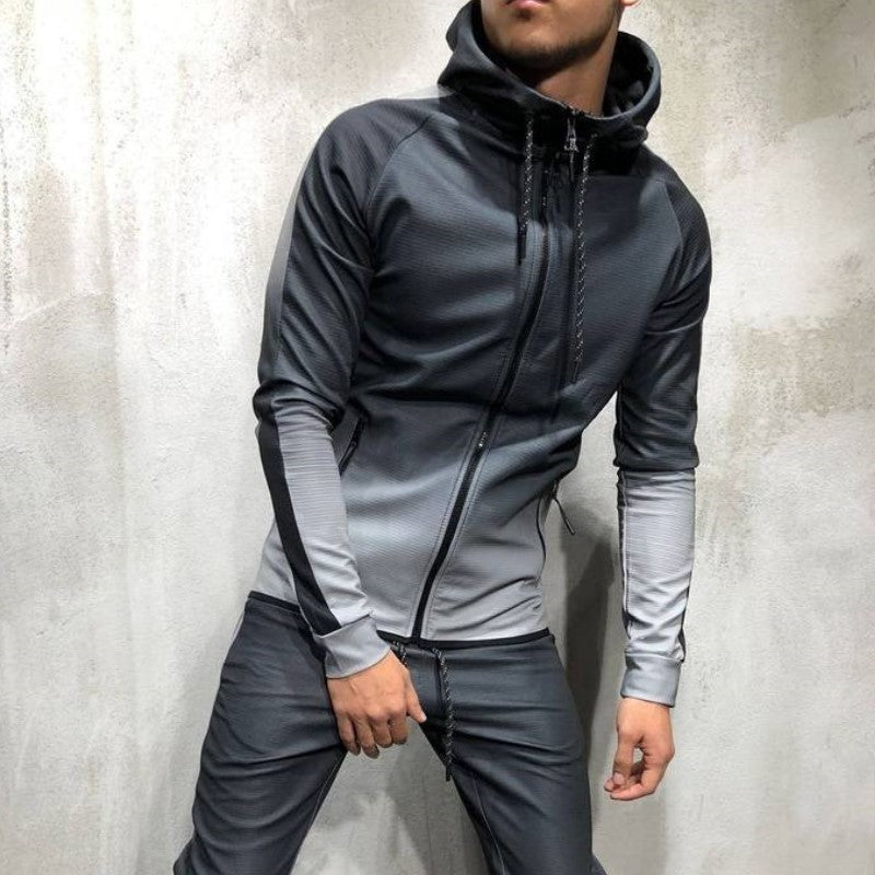 Gradient color zipper cardigan men hoodies Side stripes hoodie men hooded Streetwear sweatshirts sudaderas para hombre