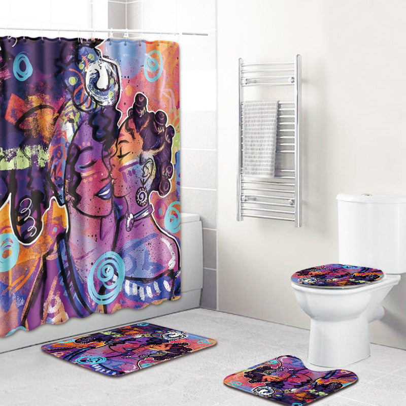 Anti-slip mat shower curtain combination