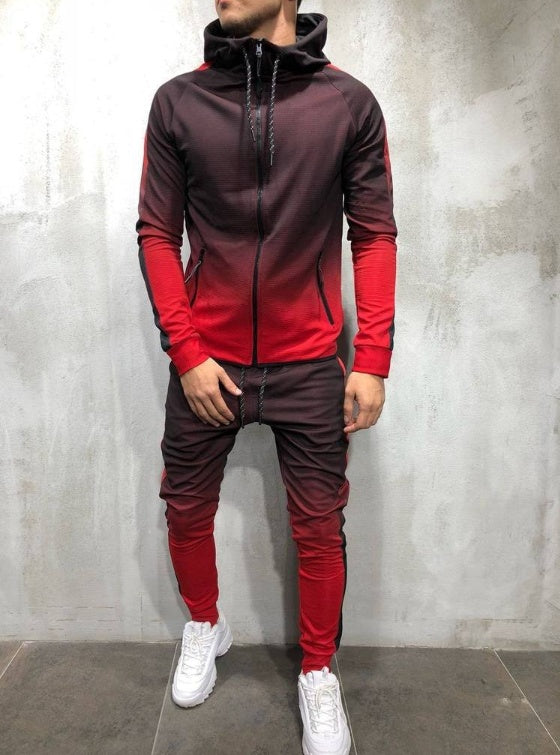 Gradient color zipper cardigan men hoodies Side stripes hoodie men hooded Streetwear sweatshirts sudaderas para hombre