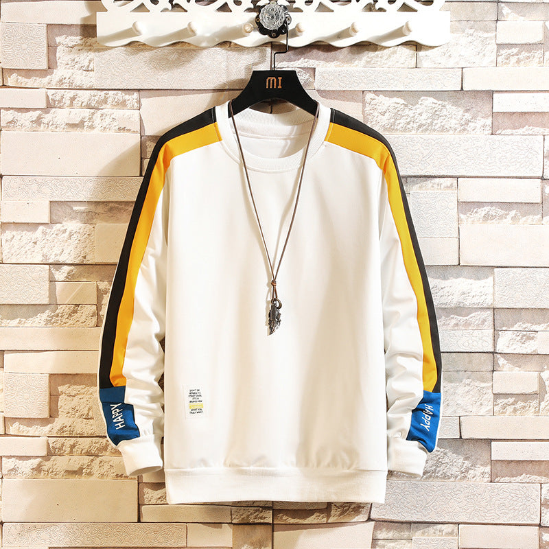 Men's color contrast stripe stitching sweater men