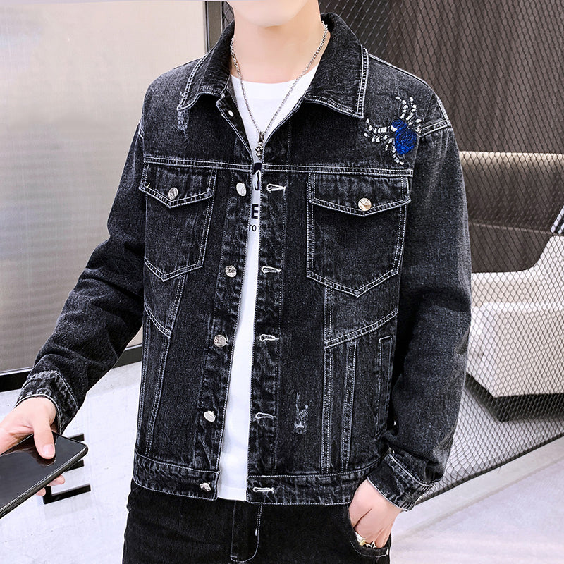 Playboy Mens Denim Jacket New Spring Korean Version Of The Trend Of All-Match Casual Spring And Autumn Mens Jackets