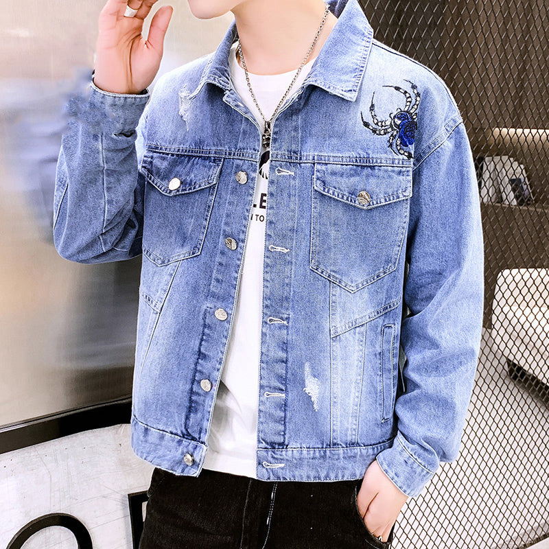 Playboy Mens Denim Jacket New Spring Korean Version Of The Trend Of All-Match Casual Spring And Autumn Mens Jackets