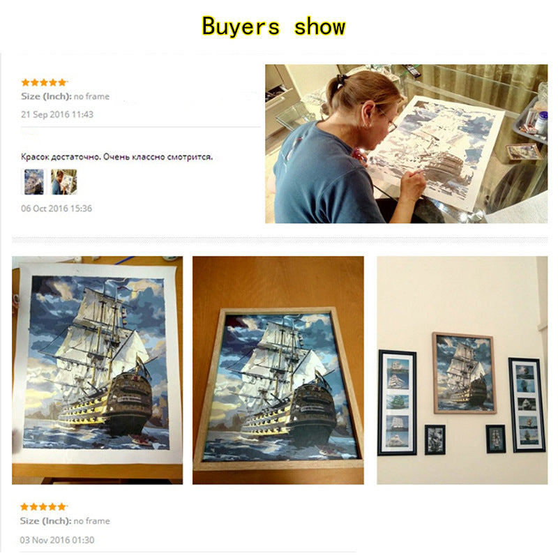 Canvas Painting Wall-Art Landscape By Numbers Elephants Home-Decor RUOPOTY Unique Modern