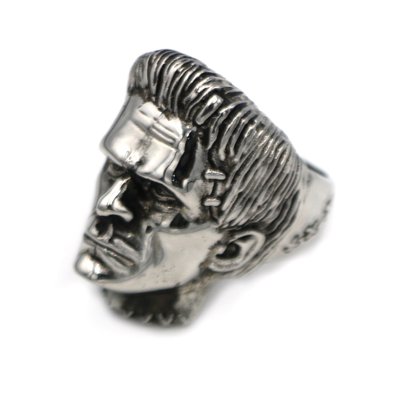 EYHIMD Science Fiction Victor Frankenstein Rings Punk Horror Scientist Stainless Steel Skull Ring Mens Biker Jewelry