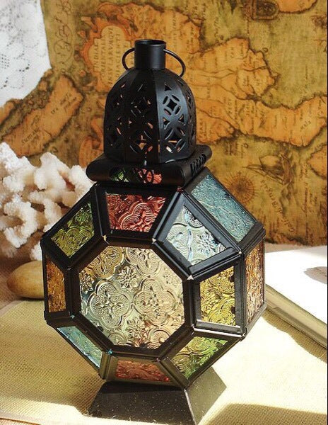 Moroccan Portable Wrought Iron Wind Lantern Candle Holder