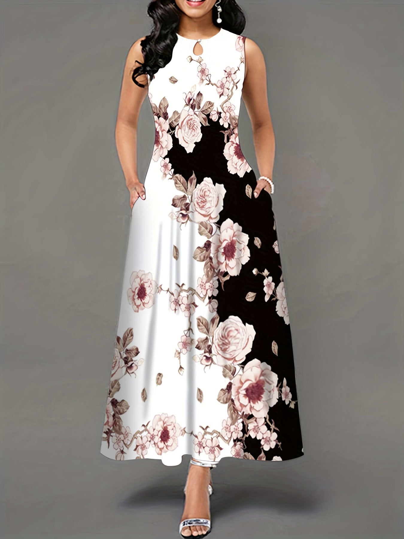 Fashion Round Neck Printed Dress