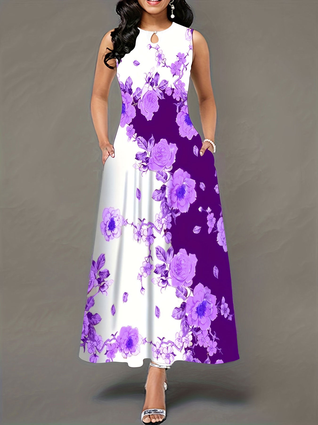 Fashion Round Neck Printed Dress