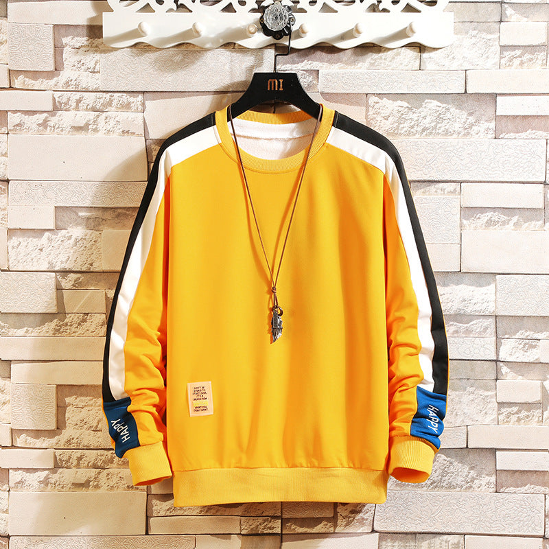 Men's color contrast stripe stitching sweater men